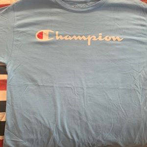 light blue champion shirt